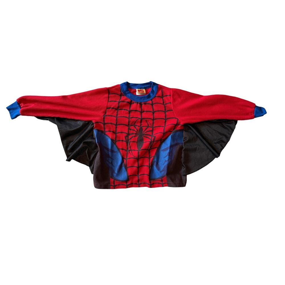 RARE Vintage 2002 Wormster Spiderman Thermal PJ Top w/ Webbing Wings - Size 8